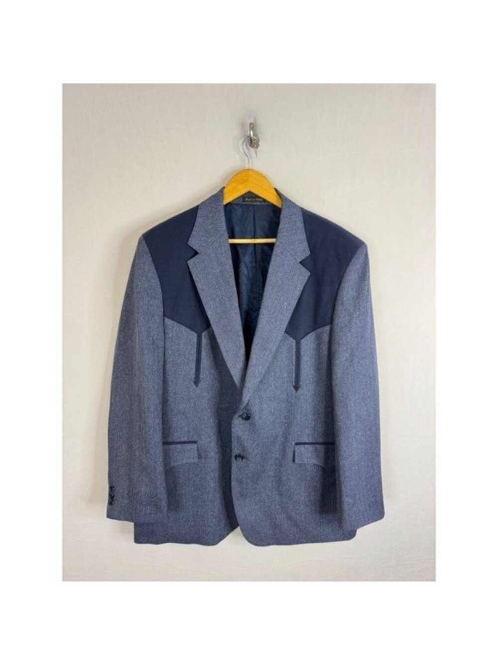Circle S Dallas Texas Mens Western Blazer Blue Navy Yoke Sport Coat 48R